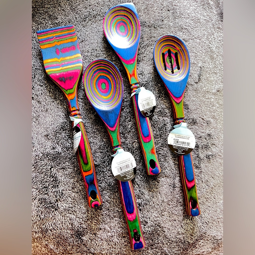Island bamboo Colorful Wooden Utensil Set of 4